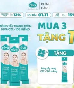 [Mua 3 Tặng 1] Bông Tẩy Trang NIVA CZ2 Tròn 100 Miếng - Cotton Tự Nhiên, Dịu Nhẹ Cho Da Nhạy Cảm